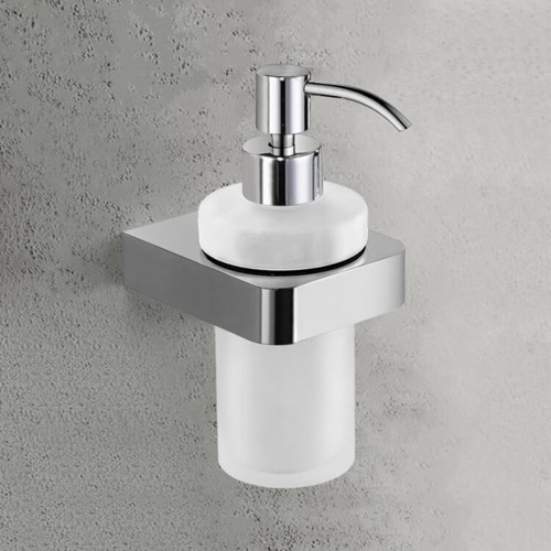 Soap Dispenser, Wall Mount, Frosted Glass With Chrome Mounting Nameeks NFA006